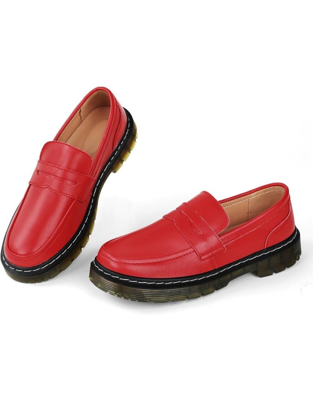 Women's Red Classic Penny Loafers Fashion Driving Moccasins Shoes